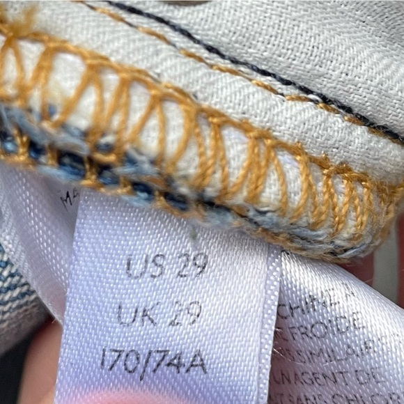 We The Free Oversized Wide Leg Jeans Frayed/Cropped Hem Medium Blue Cotton SZ 29 - Picture 9 of 13